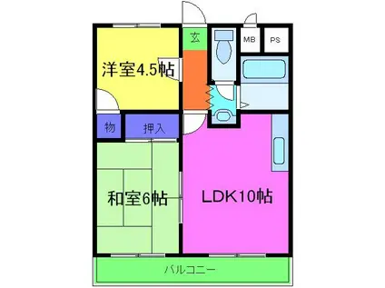 サンライズ(2LDK/2階)の間取り写真