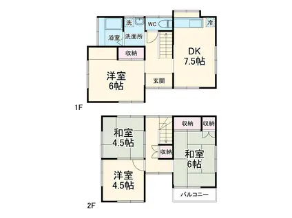 京成電鉄松戸線 北初富駅 徒歩13分  築46年(4DK)の間取り写真