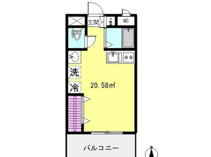 ハイムAOBADAIⅡ(ワンルーム/3階)の間取り写真