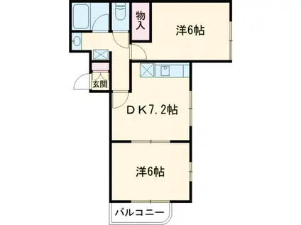 TWIN CREST 2(2DK/2階)の間取り写真