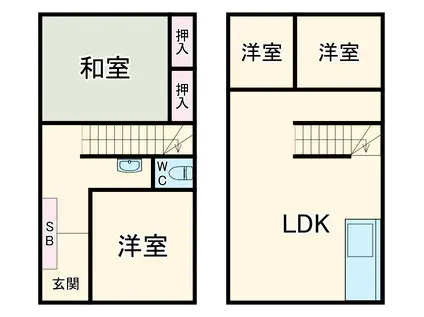 東海道本線 岐阜駅 徒歩4分 3階建 築30年(4DK)の間取り写真
