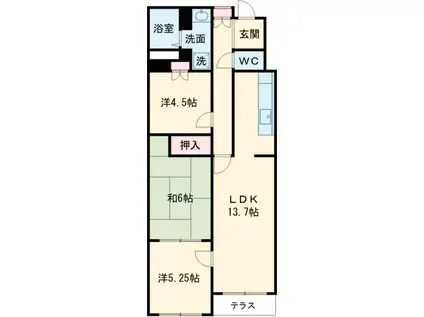 中央本線 高尾駅(東京) 徒歩5分 2階建 築35年(3LDK/1階)の間取り写真