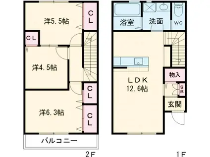 リーブルファイン立木(3LDK/1階)の間取り写真