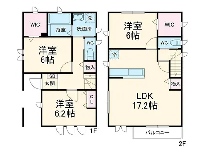 東急田園都市線 宮前平駅 徒歩7分 2階建 築8年(3LDK)の間取り写真