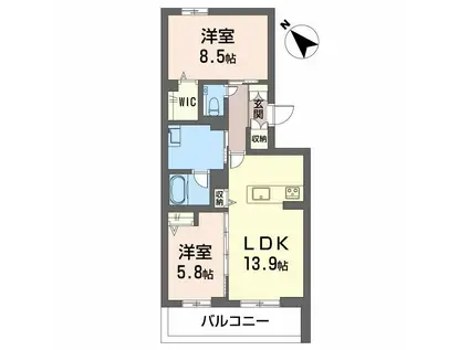 アークヒルズ豊橋(2LDK/3階)の間取り写真