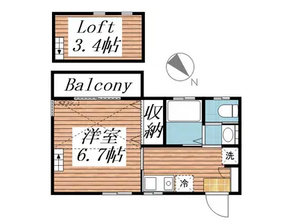 アクア・フォレスト(1K/2階)の間取り写真
