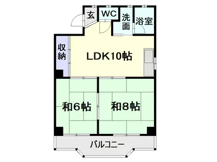 吉川ハイツ(2LDK/3階)の間取り写真