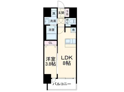 プレサンス名古屋駅ゲート(1LDK/14階)の間取り写真