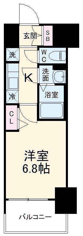 プレサンス名古屋駅ゲート(1K/15階)の間取り写真