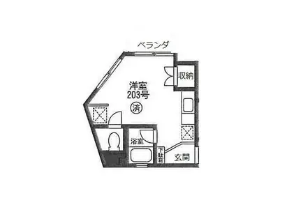 永山ビル(ワンルーム/2階)の間取り写真