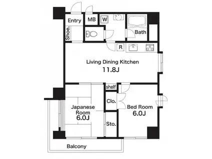 ライブ赤羽(2LDK/10階)の間取り写真