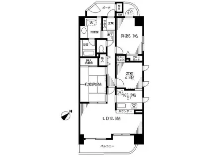 ヴィルヌーブ浦和常盤(3LDK/10階)の間取り写真