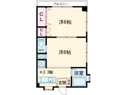 第2ワールドビル(2K/3階)の間取り写真