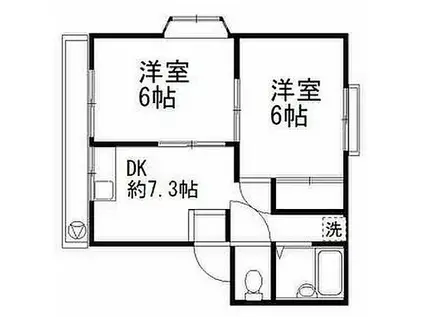 ピュアインハビット(2DK/2階)の間取り写真