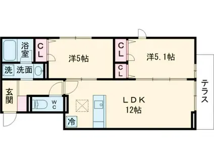セレスティア西新井Ⅱ(2LDK/1階)の間取り写真