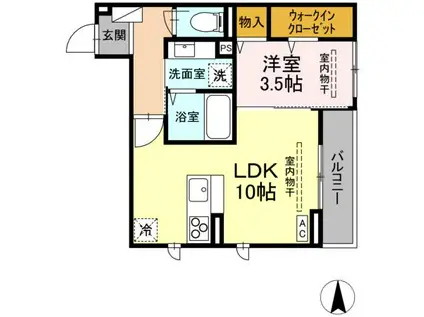 D-ROOM中央市成島PJ(1LDK/2階)の間取り写真