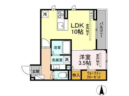 D-ROOM中央市成島PJ(1LDK/3階)の間取り写真