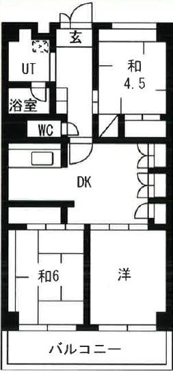テレパレス横須賀(3DK/7階)の間取り写真