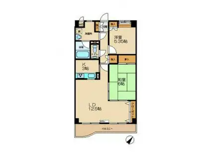 ヌーベルヴィラ2(2LDK/3階)の間取り写真