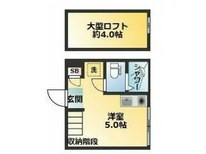 ハーモニーテラス志茂4(ワンルーム/2階)の間取り写真