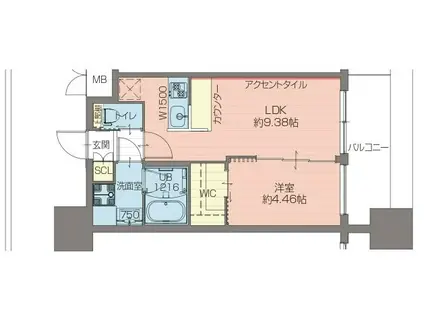 プレジオ難波EURO(1LDK/11階)の間取り写真