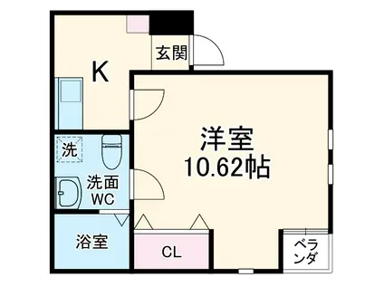 Aレガート神明町Ⅱ(1K/3階)の間取り写真