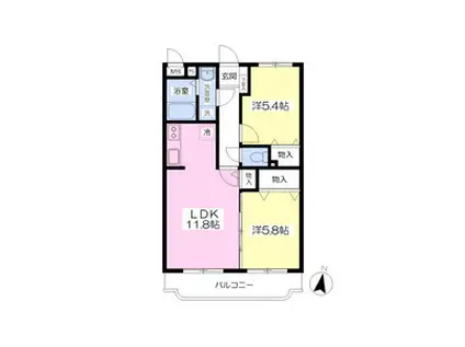 フォリーベルジェールⅡ(2LDK/3階)の間取り写真