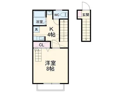 カルディア(1K/2階)の間取り写真