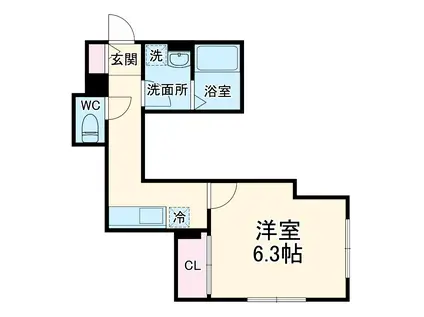 コーラル(1K/2階)の間取り写真