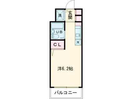 プライムアーバン武蔵野ヒルズB棟(ワンルーム/1階)の間取り写真