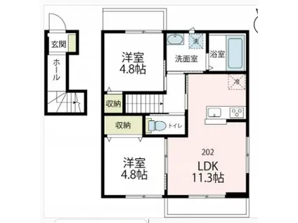 ラウレアⅠ(2LDK/2階)の間取り写真