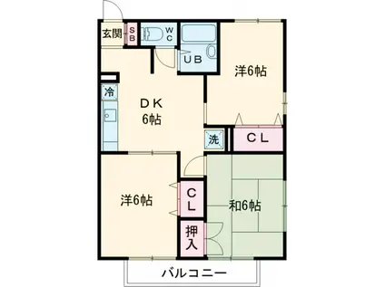 グリーンパーク(3DK/2階)の間取り写真