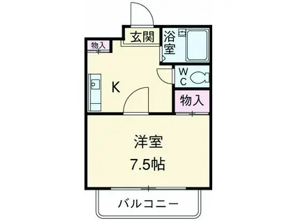 玉学サイドパレスⅤ(1K/2階)の間取り写真