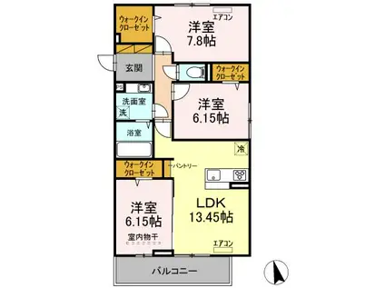 L.シャルル(3LDK/1階)の間取り写真