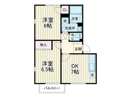 アーバニア佐古木(2DK/2階)の間取り写真