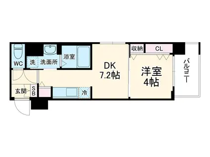 ベラジオ雅び京都西院Ⅱ(1DK/3階)の間取り写真