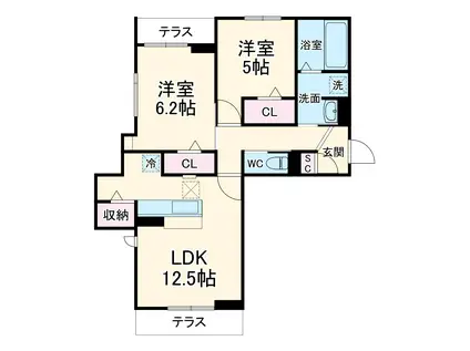 フルール(2LDK/2階)の間取り写真