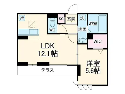フルール(1LDK/2階)の間取り写真