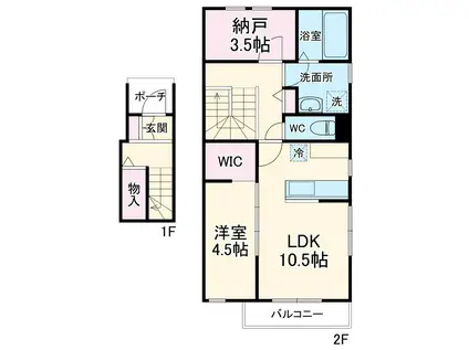 JUSTE PAIX SATO(1SLDK/2階)の間取り写真