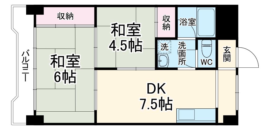 ハイタウンみずほⅢ(2DK/8階)の間取り写真