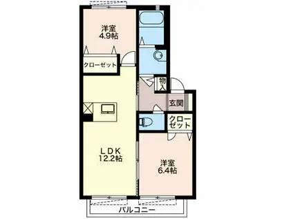 エクセレントティアラ(2LDK/2階)の間取り写真