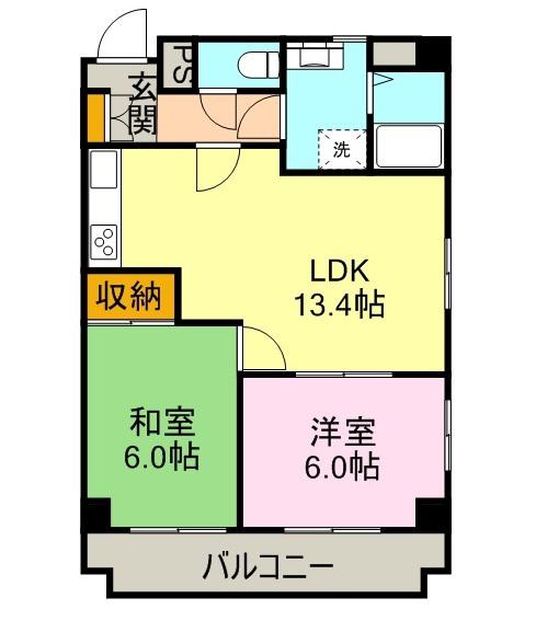 ツインズマンション(2LDK/4階)の間取り写真