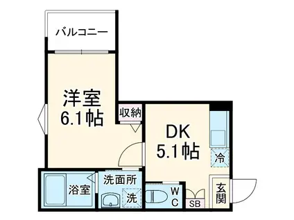 MELLAS西大宮Ⅲ(1DK/2階)の間取り写真
