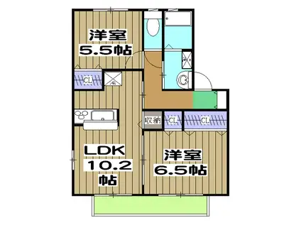ビーグルスクエア2 C棟(2LDK/1階)の間取り写真
