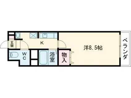 フィップロード(1K/1階)の間取り写真