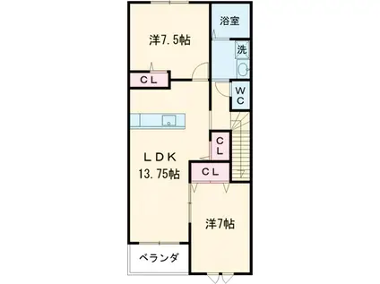 スペランツァA(2LDK/2階)の間取り写真