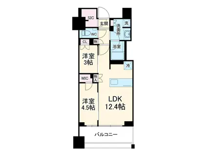 ジオ横浜大通公園(2LDK/12階)の間取り写真