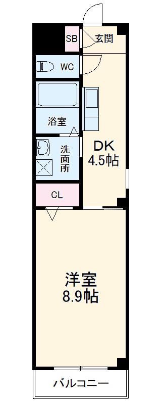 ポポラーレ ヒロ(1DK/2階)の間取り写真