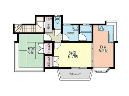 黒砂アパート(2DK/2階)の間取り写真