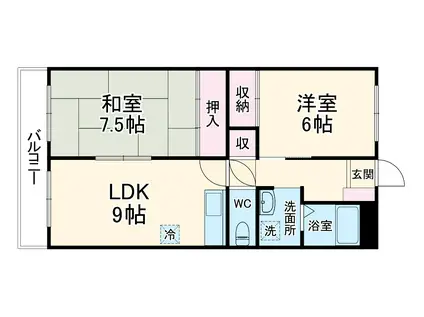 ハーモニー和合Ⅱ(2LDK/1階)の間取り写真